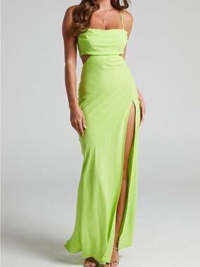 NWT SHOWPO Lime Cutout Spaghetti Strap Maxi Dress Size 4
